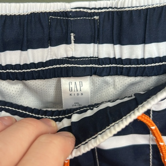 Navy Striped Men's Swim Shorts - Picture 2 of 4